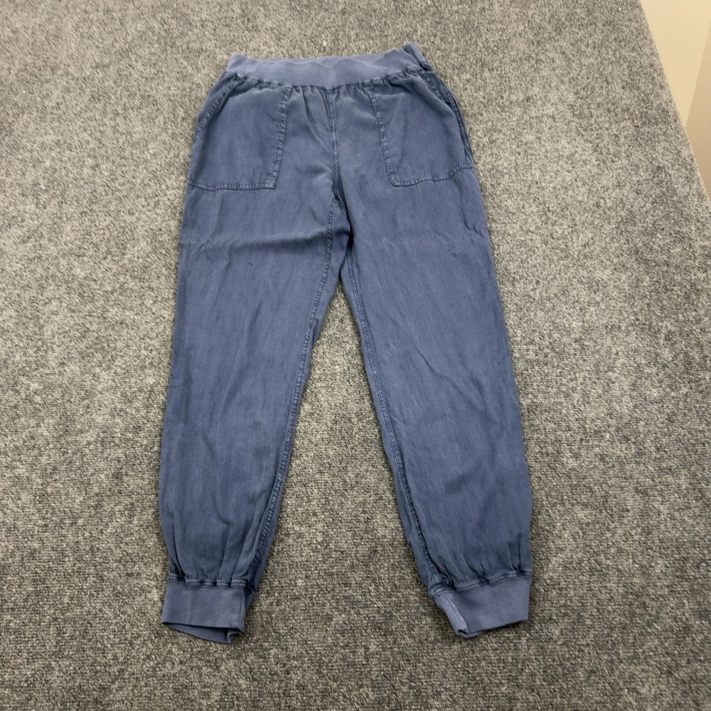 Faherty Jogger Pants Womens M Blue Tencel Linen Blend Elastic Waist Casual Beach